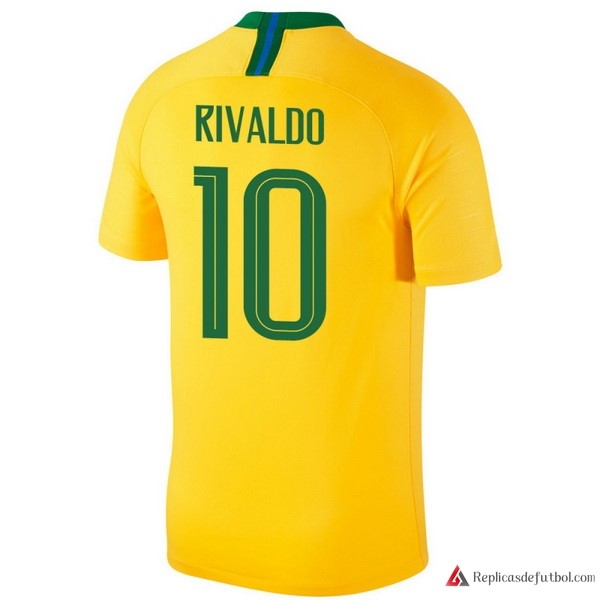 Camiseta Seleccion Brasil Primera equipación Rivaldo 2018 Amarillo